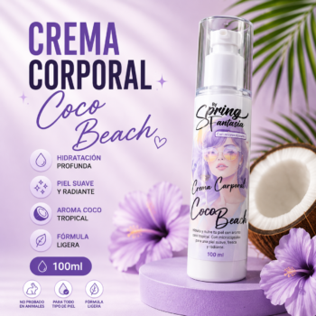 Crema corporal sin glitter | Aroma coco beach | 100ml