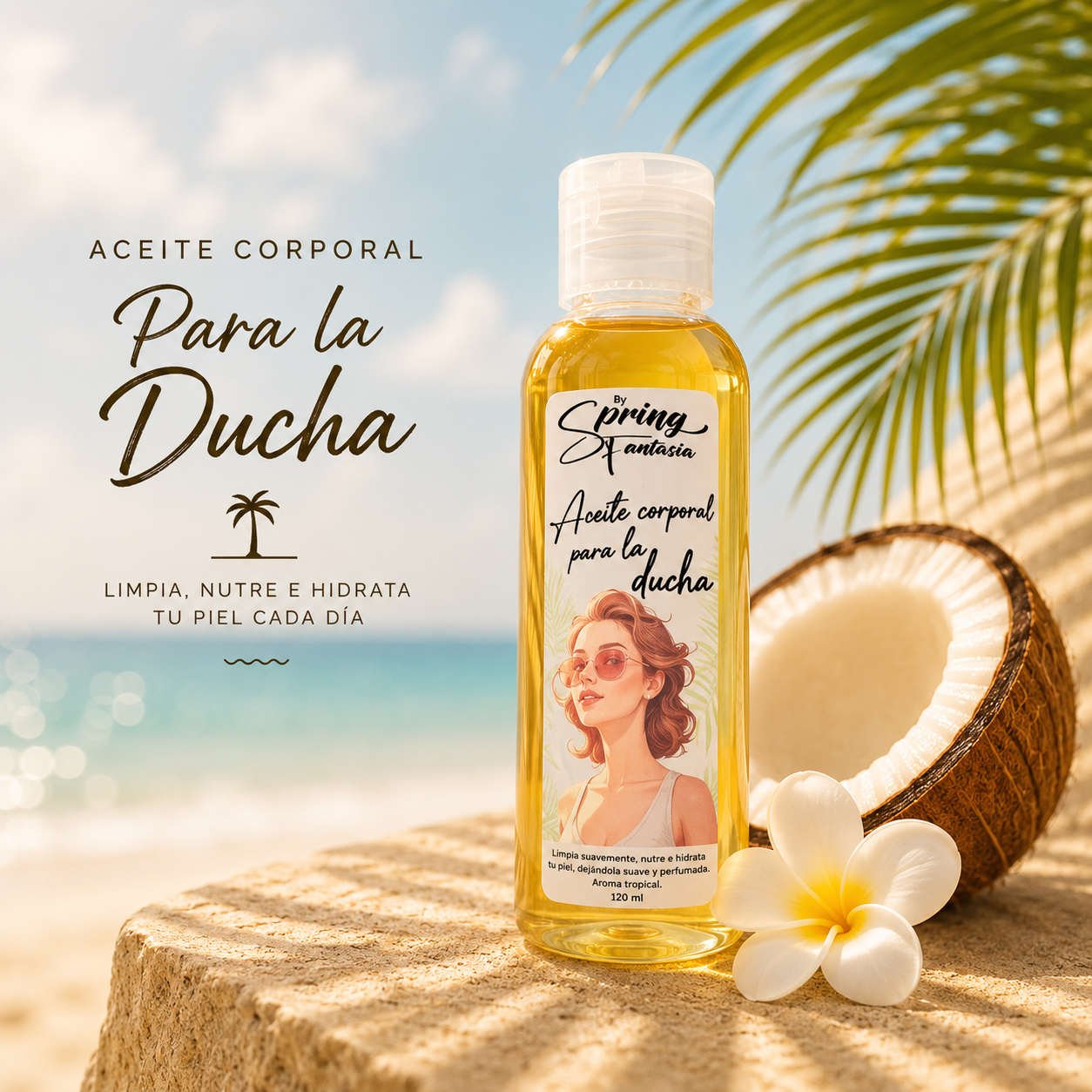 2025/12/1000027542.png Aceite corporal para la ducha | Aroma coco (Inspirado en hawaiian tropic) | 100ml - Imagen 1