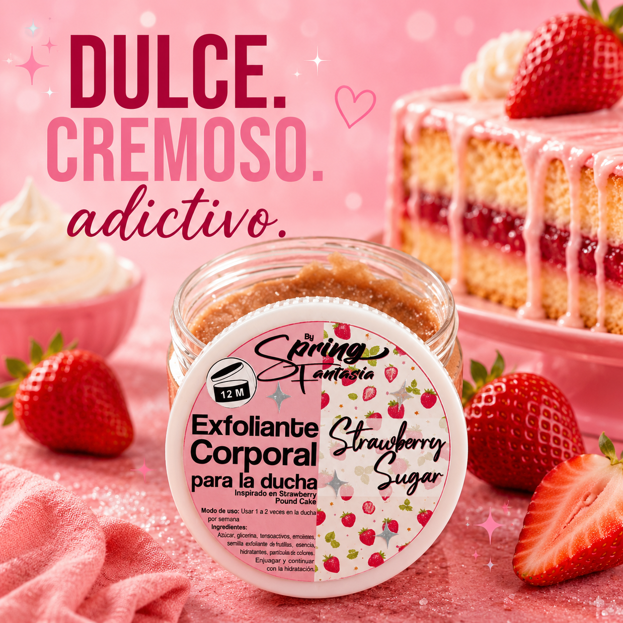 2026/05/1000022074.png Exfoliante corporal Strawberry sugar inspirado en Strawberry poundcake 300gr - Imagen 1
