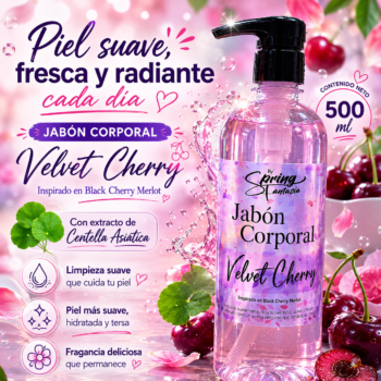 Jabón corporal Velvet Cherry inspirado en Black cherry Merlot con centella asiática 500ml