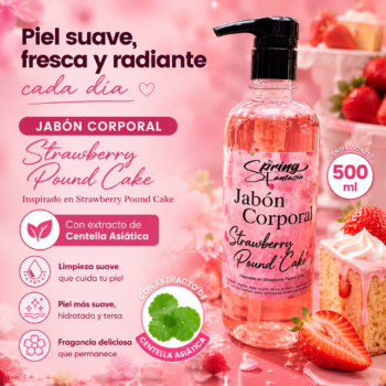 Jabón corporal Strawberry sugar inspirado en Strawberry poundcake con centella asiática 500ml