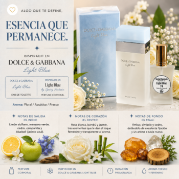 Perfume Inspirado en Light blue Dolce Gabanna 30ml