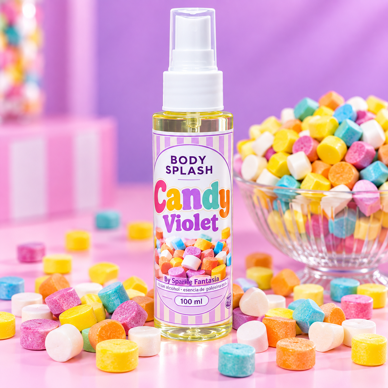 Body splash inspidado en Dulces pastillas de violeta 100ml